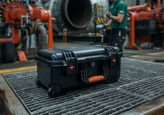 Valise de protection industrielle HUSK installée dans un environnement de production